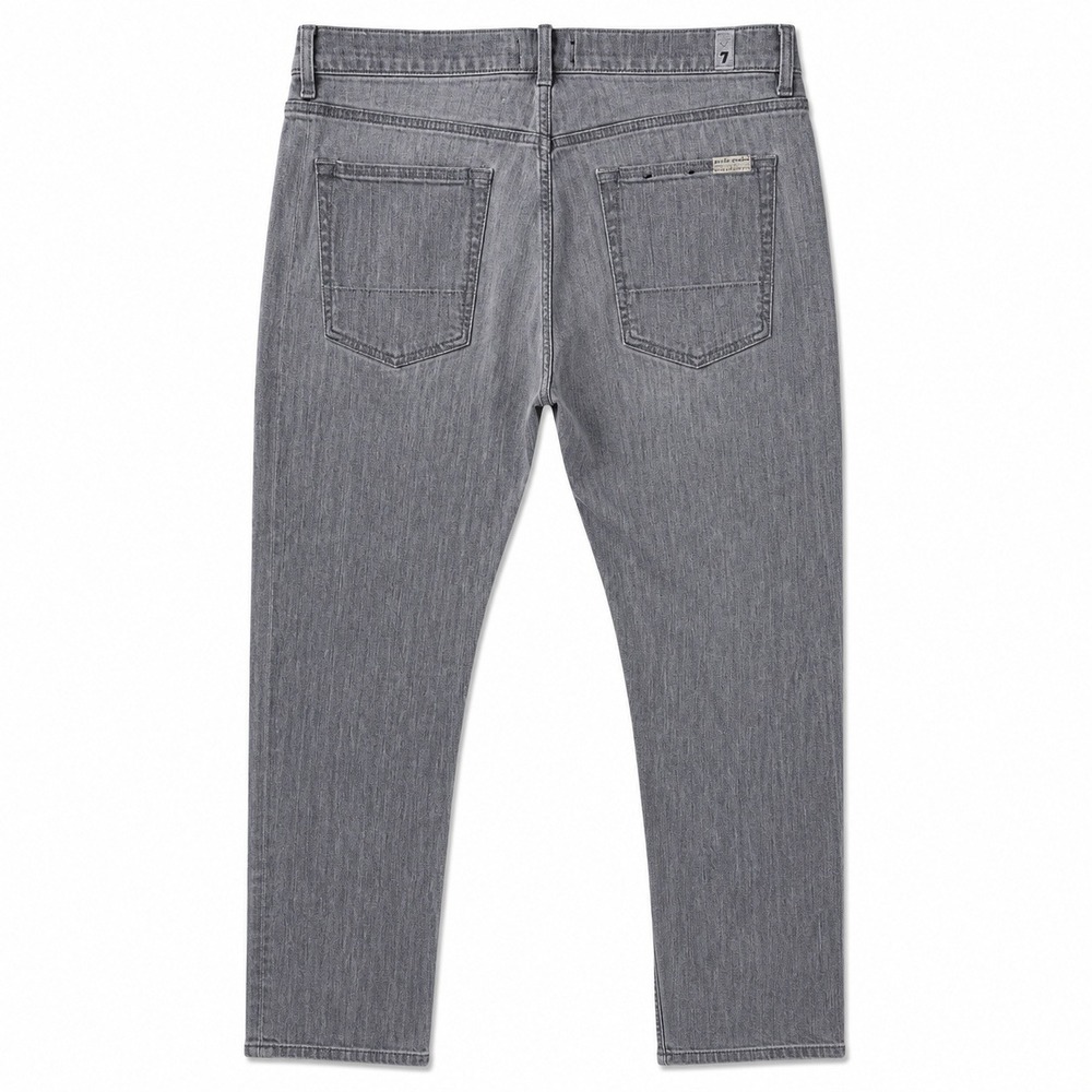 7 For All Mankind Slimmy Jeans Mens Medium 34x33 Grey Zip Fly Light Wash Denim - Picture 2 of 9